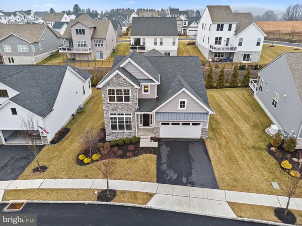 an aerial view of a house