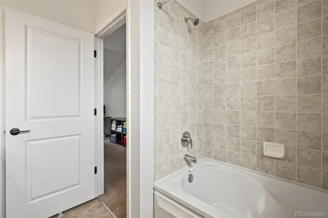 a bathroom with a bathtub