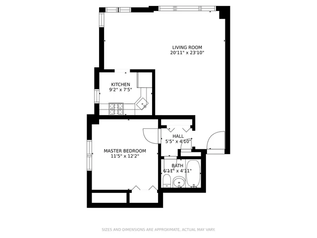 a picture of a bench in front of a door