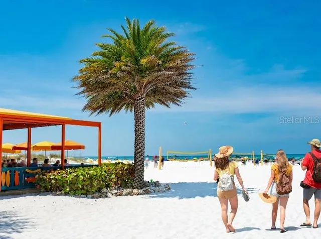 a palm tree sitting in front of a building