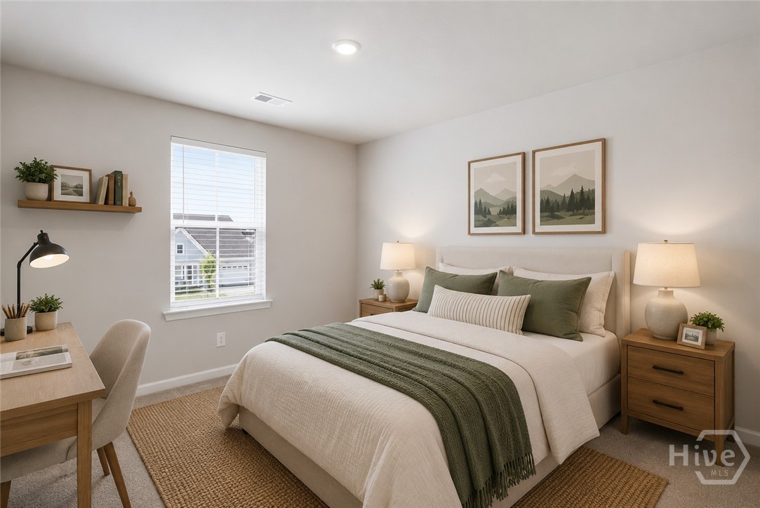 136 Binscombe Lane Pooler, GA 31322 - Photo 20 of 41 2nd Bedroom. *This photo has been virtually staged to illustrate the home’s design possibilities and room functionality. Furnishings and décor shown are digital renderings and are not included with the property.