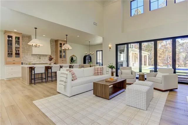 a bathroom with a bathtub and a mirror