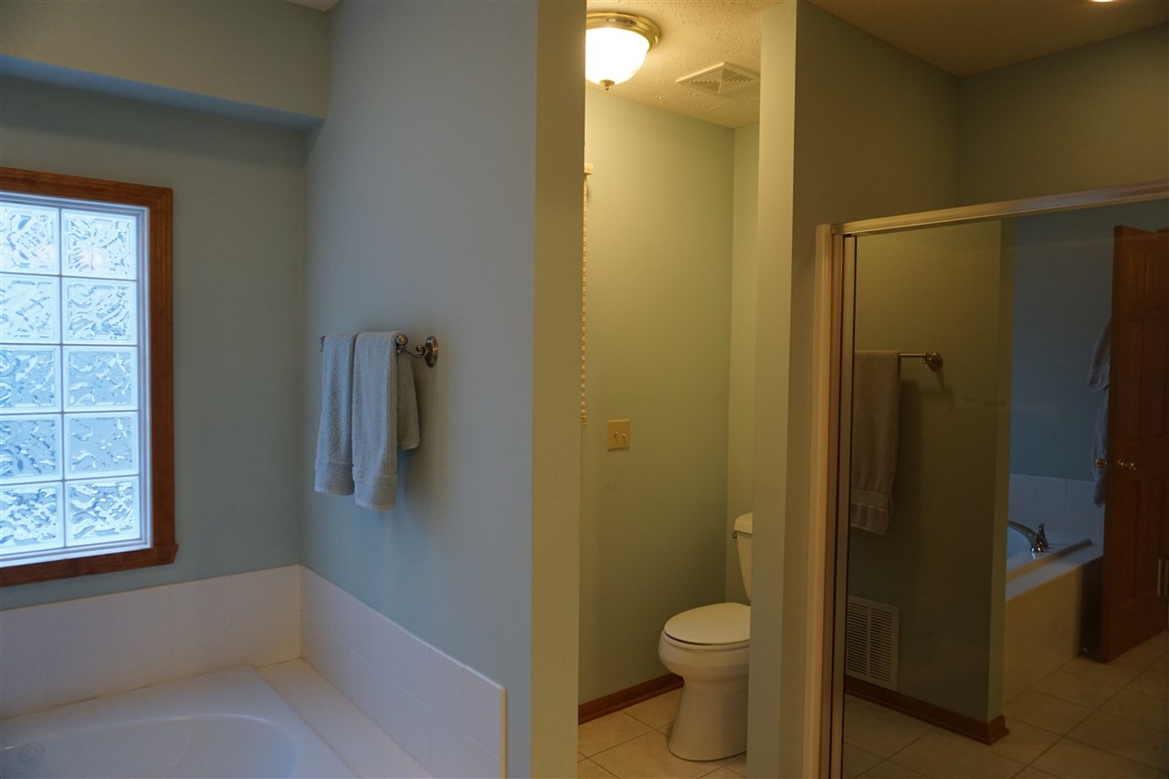 11123 Chicory Ridge Way Roscoe, IL 61073 - Photo 14 of 23 a bathroom with a granite countertop toilet and a shower