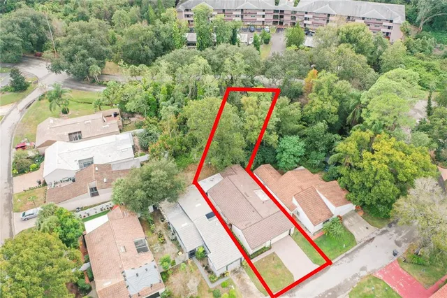 an aerial view of a house