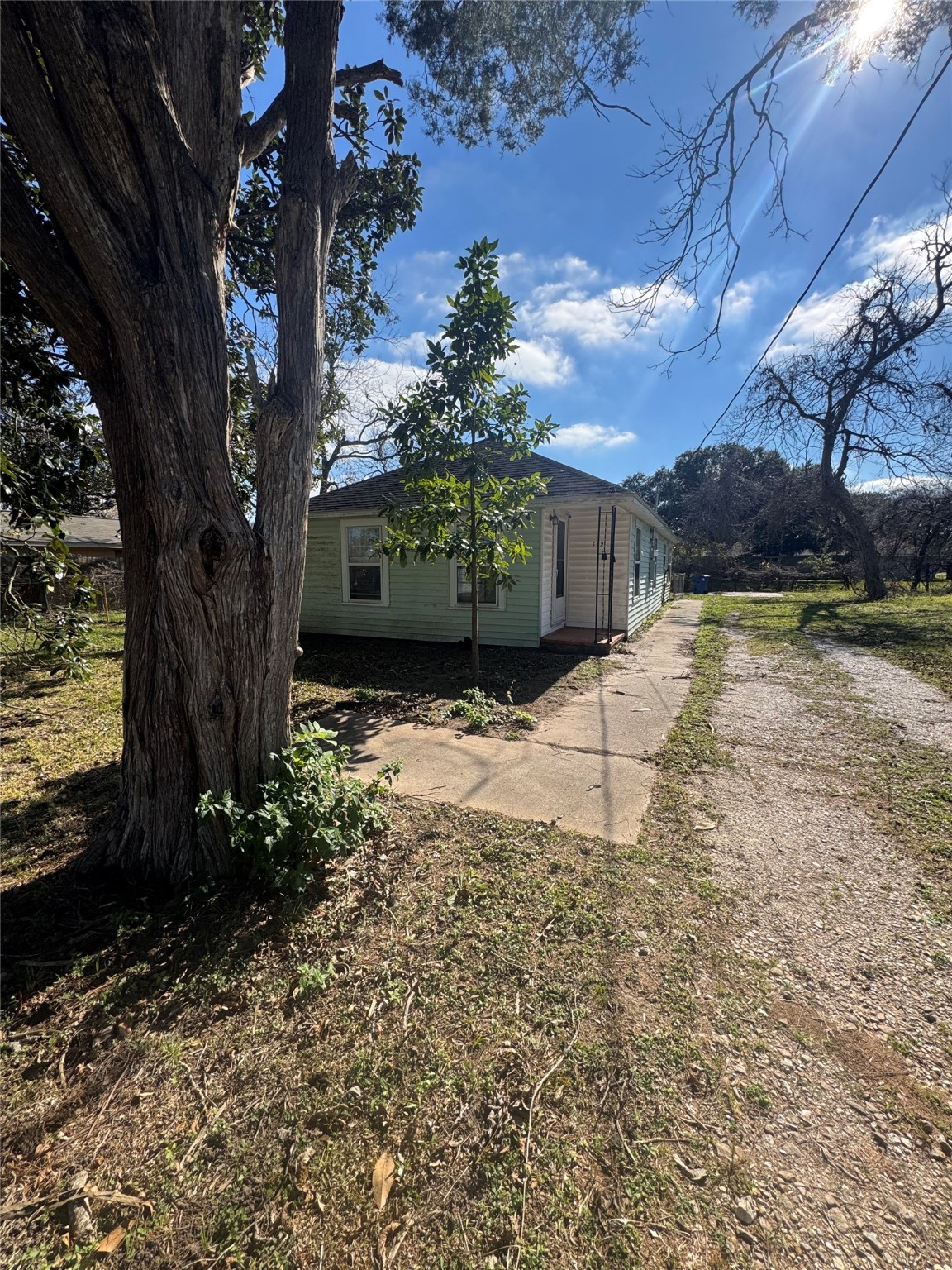a view of a backyard