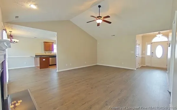 a view of a livingroom with a chandelier