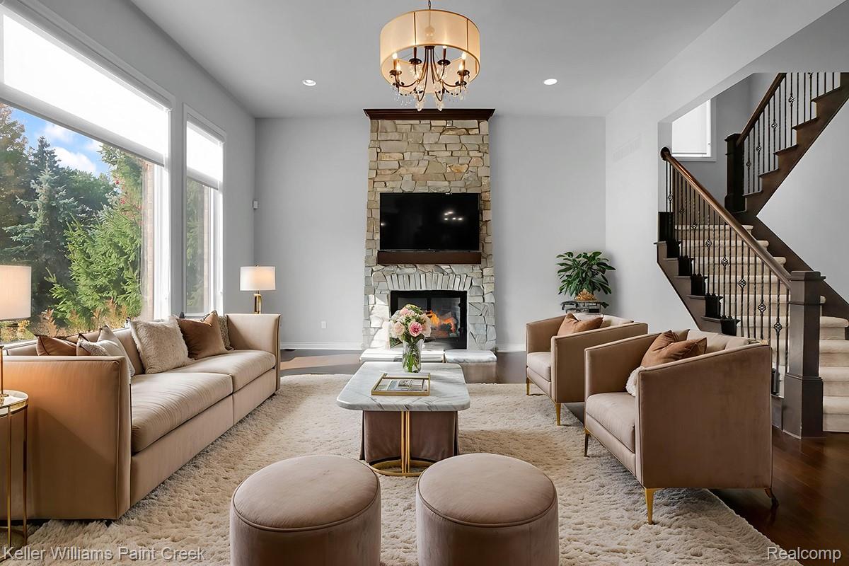 2821 North Addison Circle Rochester, MI 48306 - Photo 14 of 57 12' Ceiling in the stunning Family Room - (virtually staged)