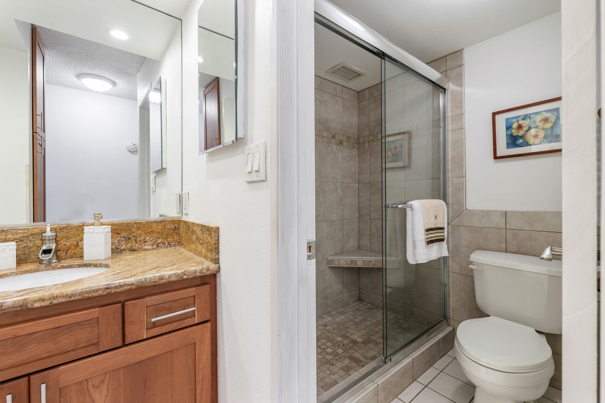 2531 South Kihei Road, Unit DG10 Kihei, HI 96753 - Photo 16 of 31 a bathroom with a granite countertop sink toilet and shower