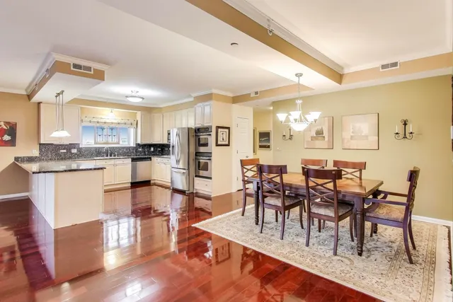 a view of a dining area with furniture