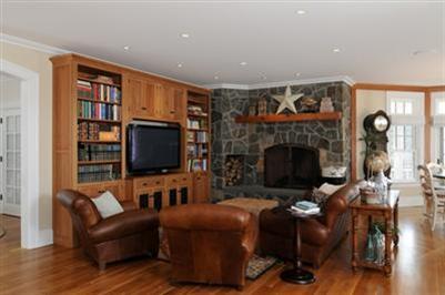 415 Monomoscoy Road Mashpee, MA 02649 - Photo 6 of 17 a living room with furniture a flat screen tv and a fireplace