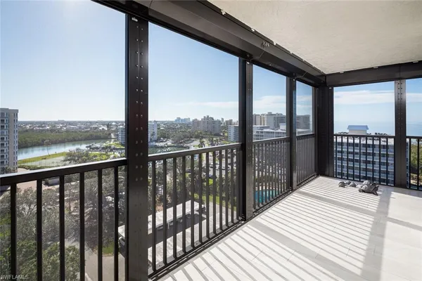 a balcony view with city view