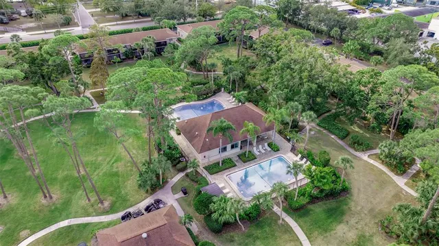 an aerial view of a house