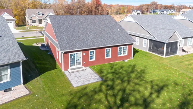 an aerial view of a house
