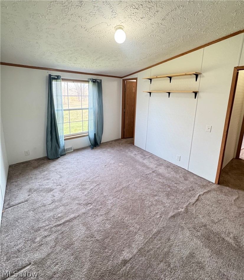 28240 Osborne Road Coolville, OH 45723 - Photo 9 of 29 Unfurnished bedroom featuring ornamental molding, carpet, and a closet