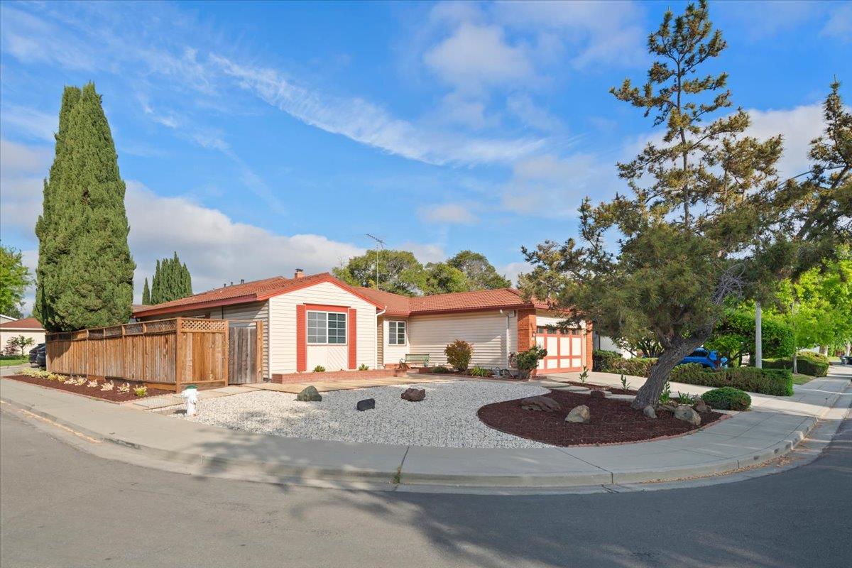 663 Smoke Tree Way Sunnyvale, CA 94086 - Photo 4 of 29 a view of a white house with a yard and potted plants