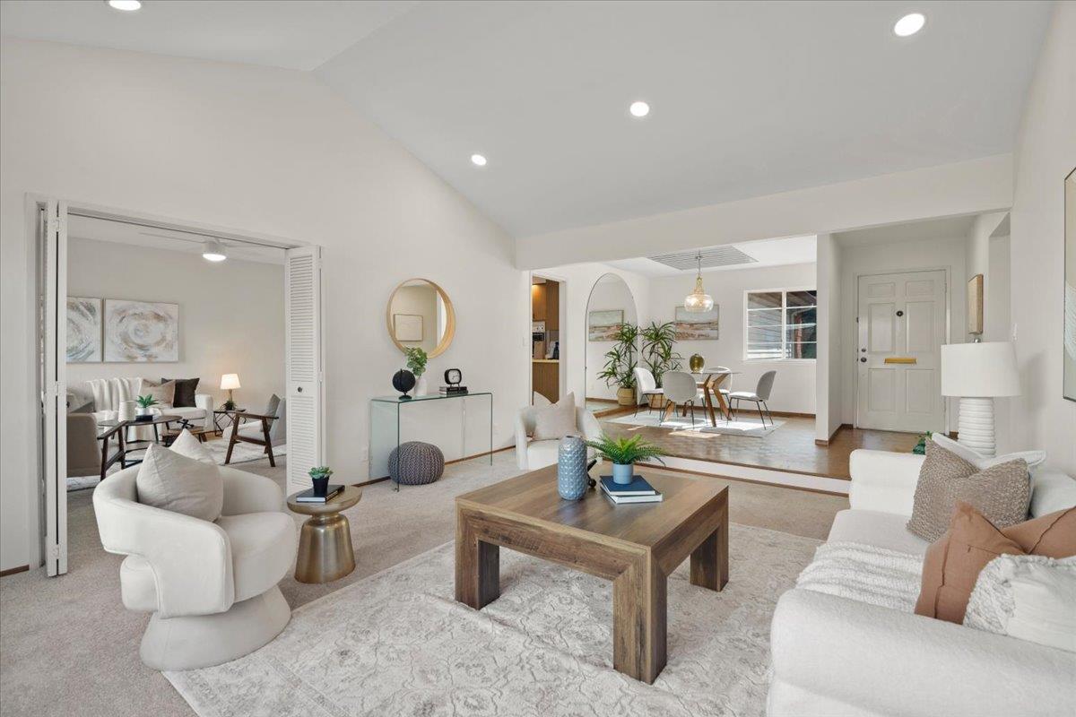 663 Smoke Tree Way Sunnyvale, CA 94086 - Photo 7 of 29 a living room with furniture and view of kitchen