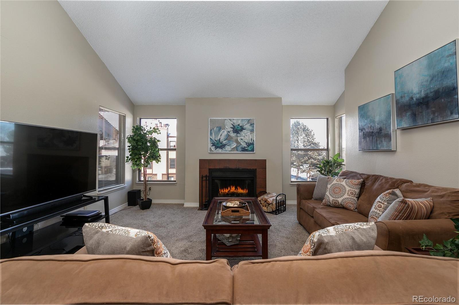 8741 Dawson Street, Unit 304 Denver, CO 80229 - Photo 4 of 27 a living room with furniture and a flat screen tv