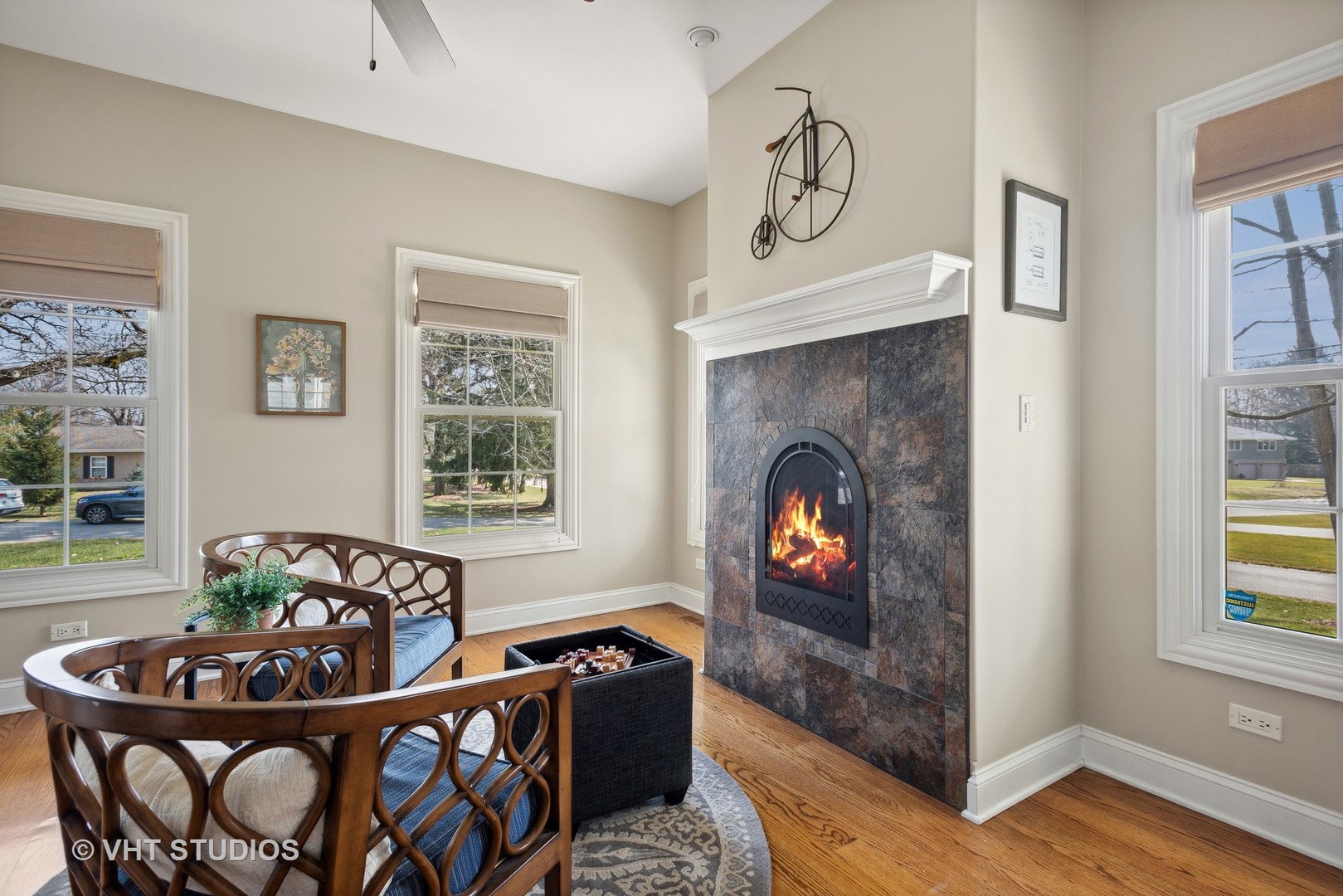 1044 Golf Lane Wheaton, IL 60189 - Photo 18 of 43 a living room with furniture and a fireplace