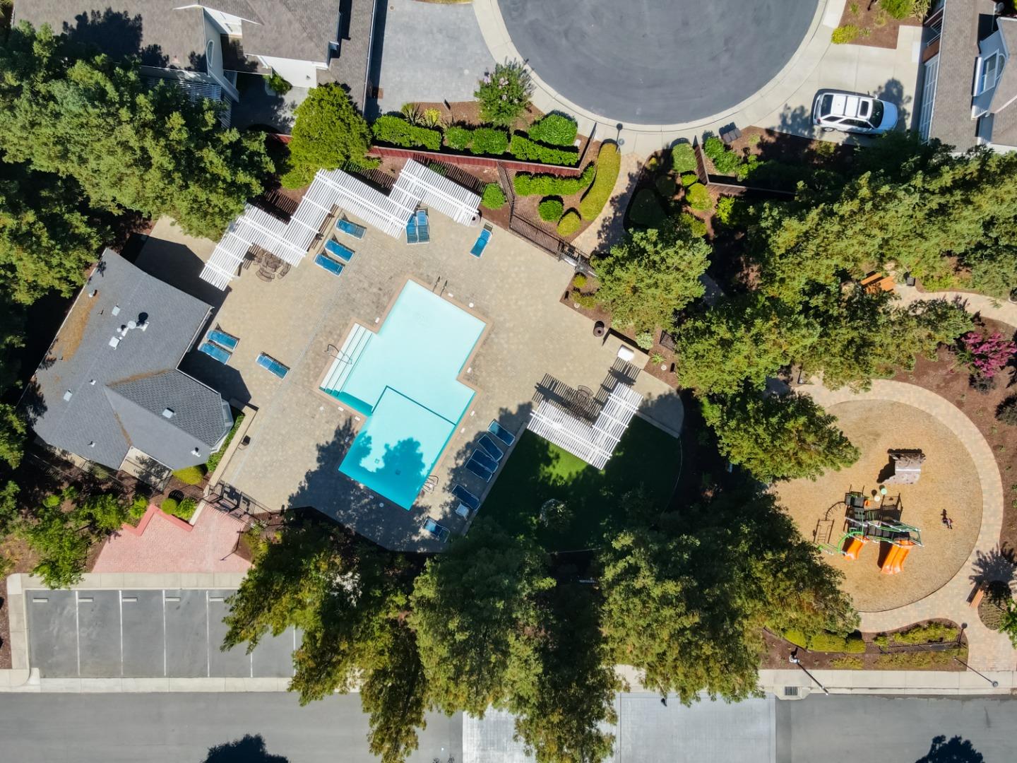 903 Springview Circle San Ramon, CA 94583 - Photo 40 of 41 an aerial view of a house with a swimming pool and garden view