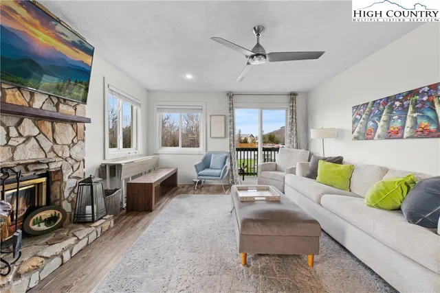 a balcony with furniture