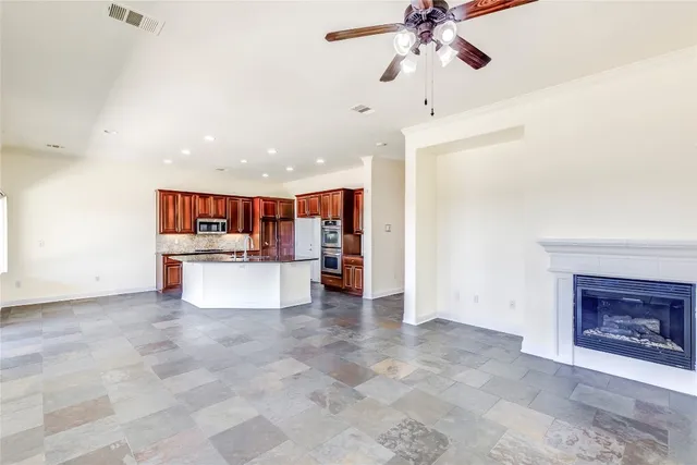 a view of a building with a large window