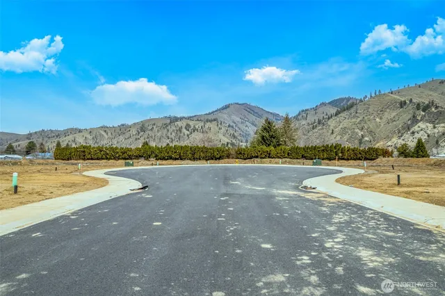 a view of a lake with a mountain in the background