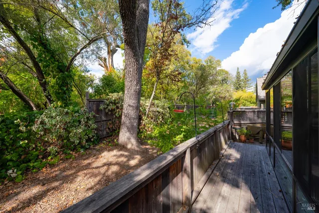 a view of a balcony with an outdoor space