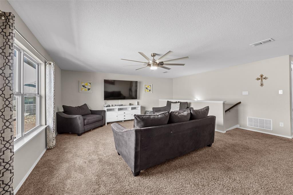 3709 Juniperio Street Denton, TX 76208 - Photo 22 of 31 a living room with furniture and a flat screen tv