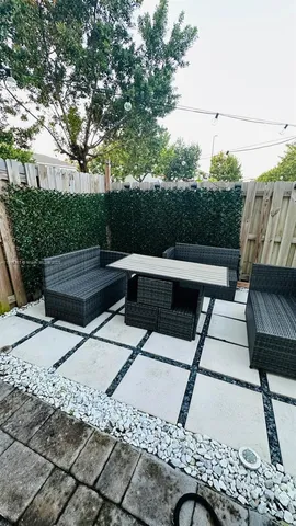 a view of outdoor space with seating