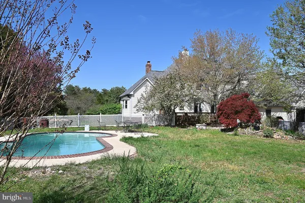 a view of a swimming pool with a yard