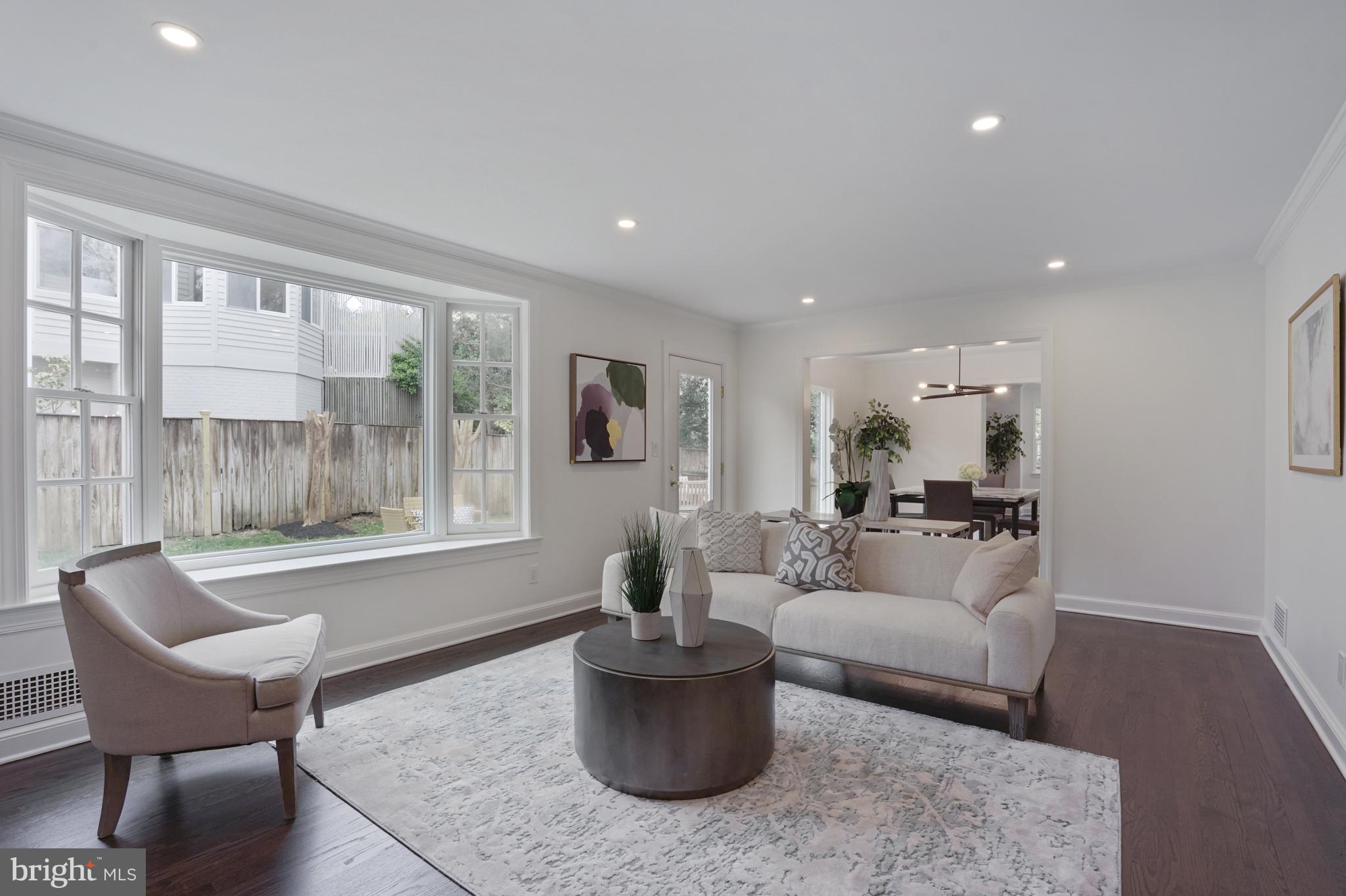 4603 Tournay Road Bethesda, MD 20816 - Photo 5 of 26 Living Room with bay window and door to garden