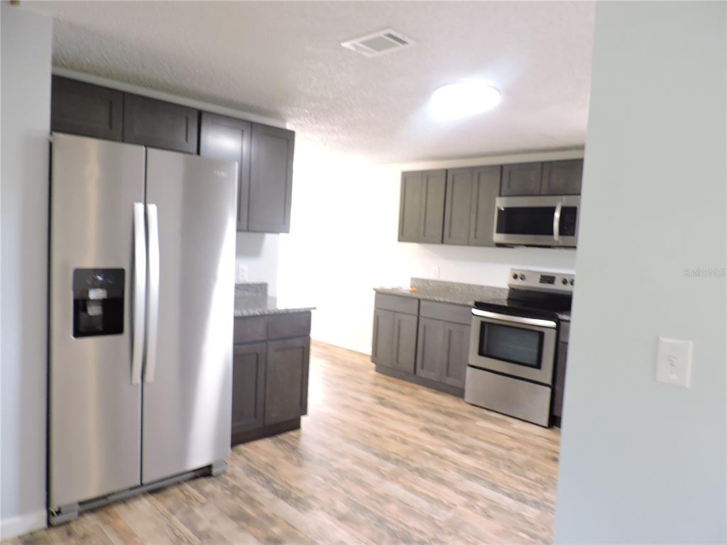 294 Tiger Lake Road Lake Wales, FL 33898 - Photo 17 of 56 a kitchen with granite countertop a refrigerator and a stove