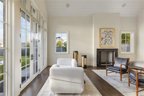 a front view of building with yard and green space