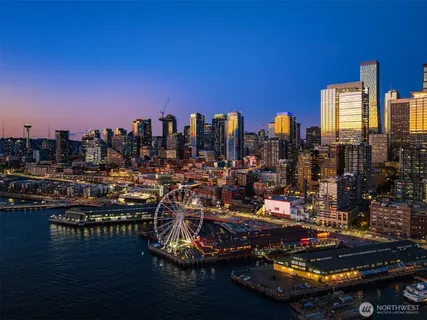 a view of a city with tall buildings