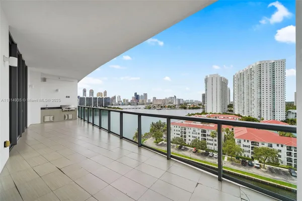 a view of city from a balcony