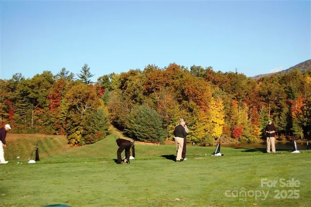 a water view of a lake with large trees
