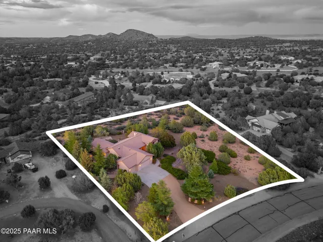 an aerial view of a house