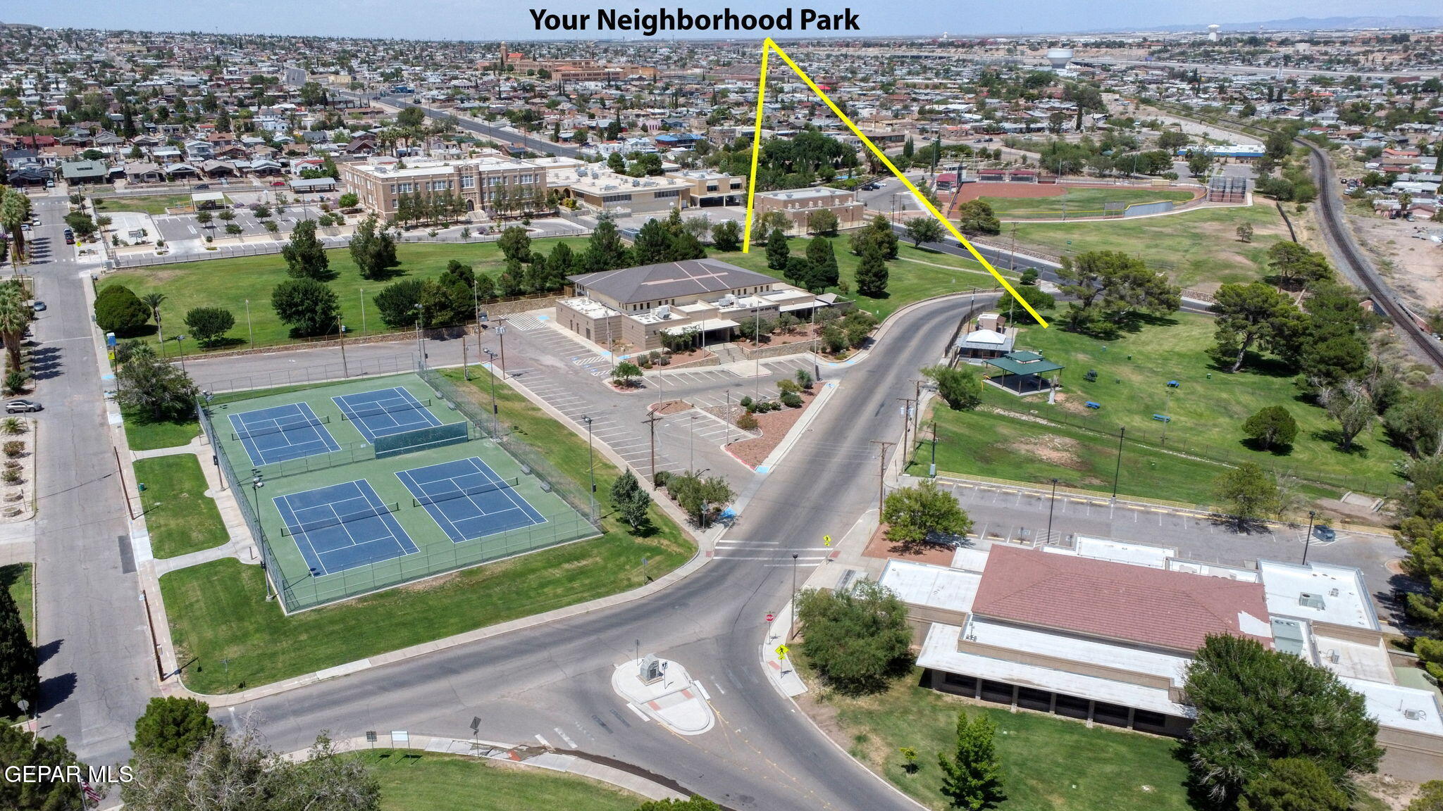 4333 Pershing Drive El Paso, TX 79903 - Photo 45 of 75 an aerial view of a house with a yard basket ball court and outdoor seating