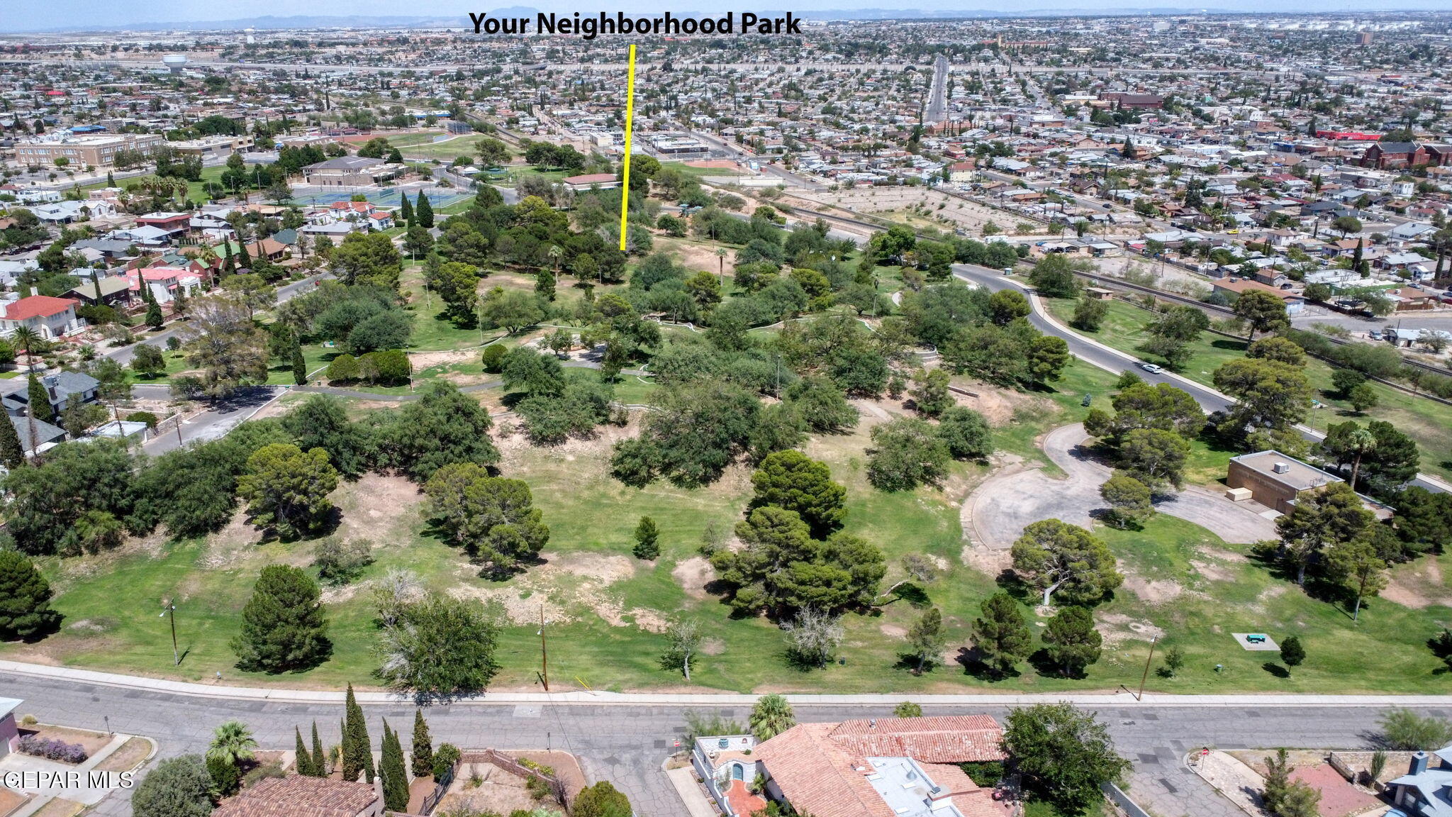 4333 Pershing Drive El Paso, TX 79903 - Photo 48 of 75 an aerial view of residential houses with outdoor space and trees