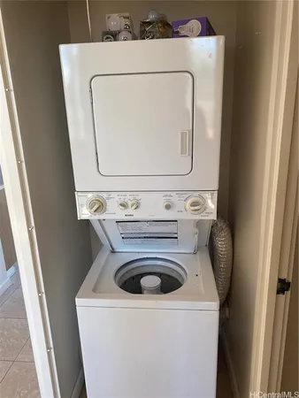 a close up view of washer and dryer with washer