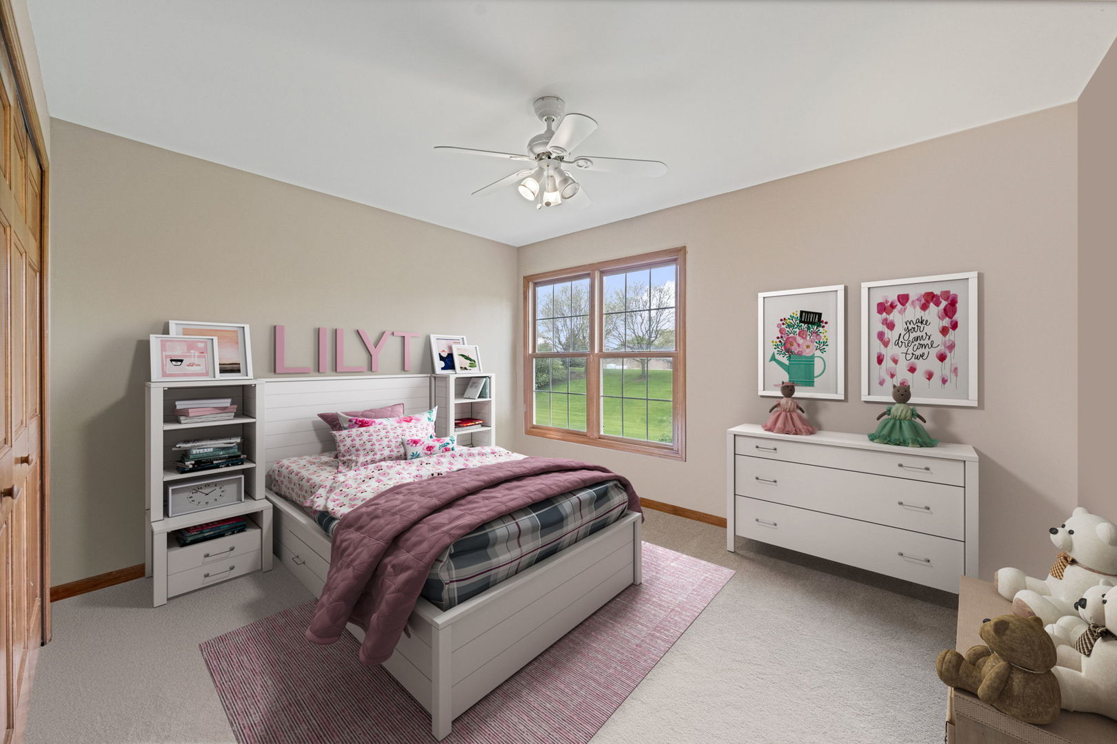 4123 Easy Circle Naperville, IL 60564 - Photo 30 of 45 a bedroom with a bed and a chandelier