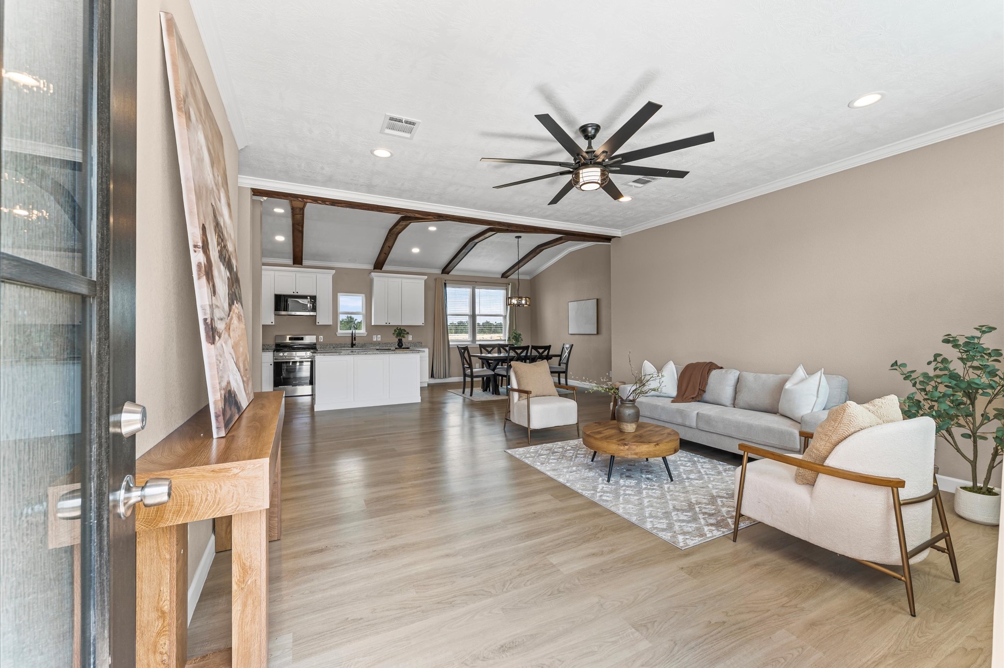 1207 Peter Pne Street Huffman, TX 77336 - Photo 5 of 30 a living room with fireplace furniture and a wooden floor