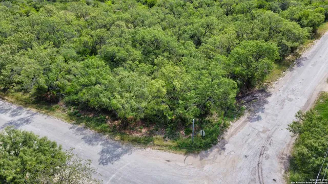 a view of a road with a trees in the background