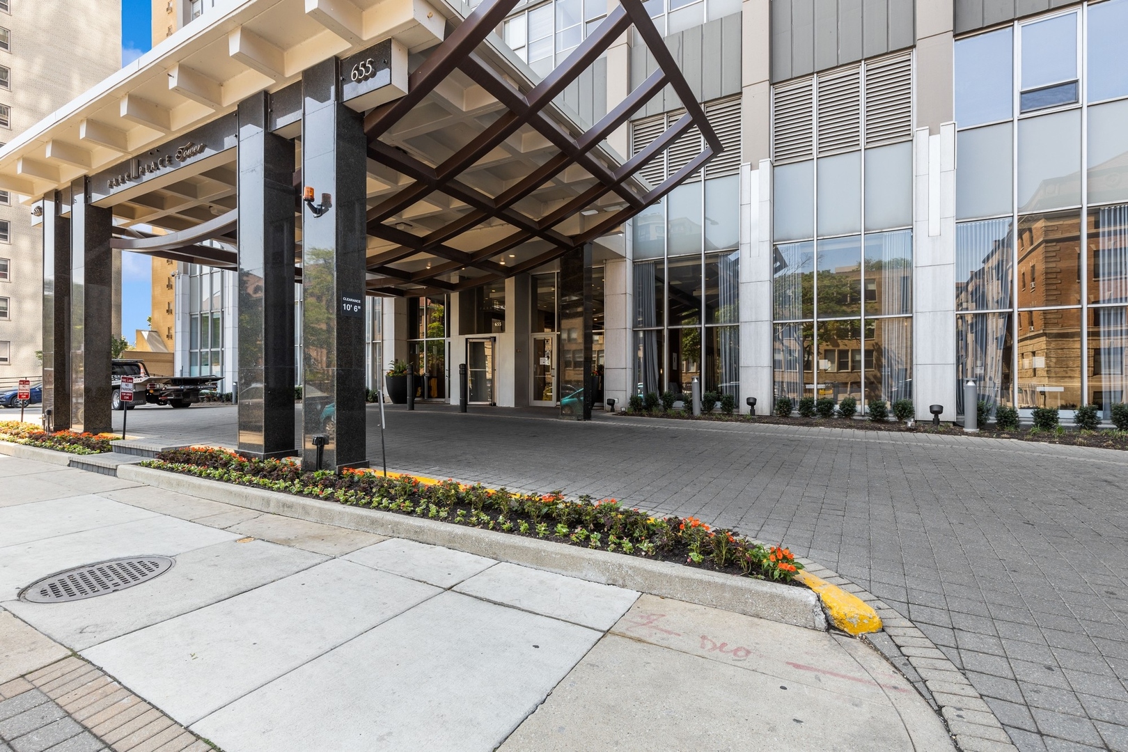 a view of a building entrance