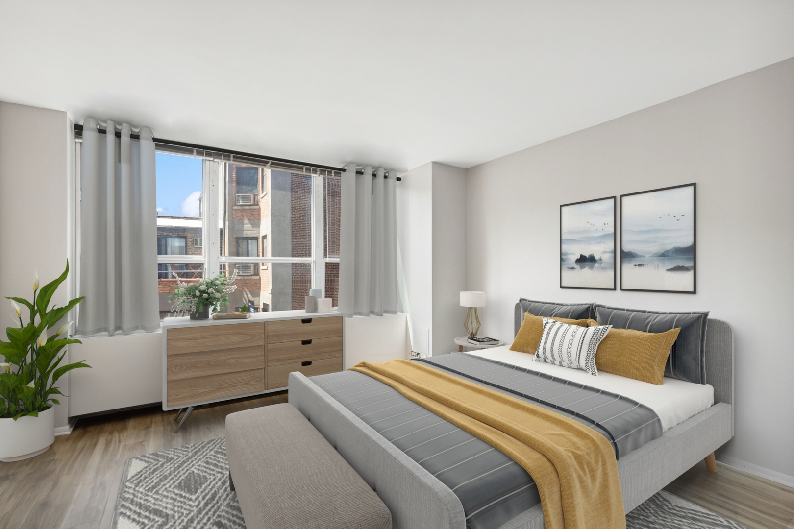 655 West Irving Park Road, Unit 617 Chicago, IL 60613 - Photo 17 of 33 a bedroom with a large bed and a window