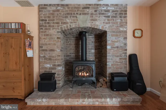 a brick oven with fireplace in it