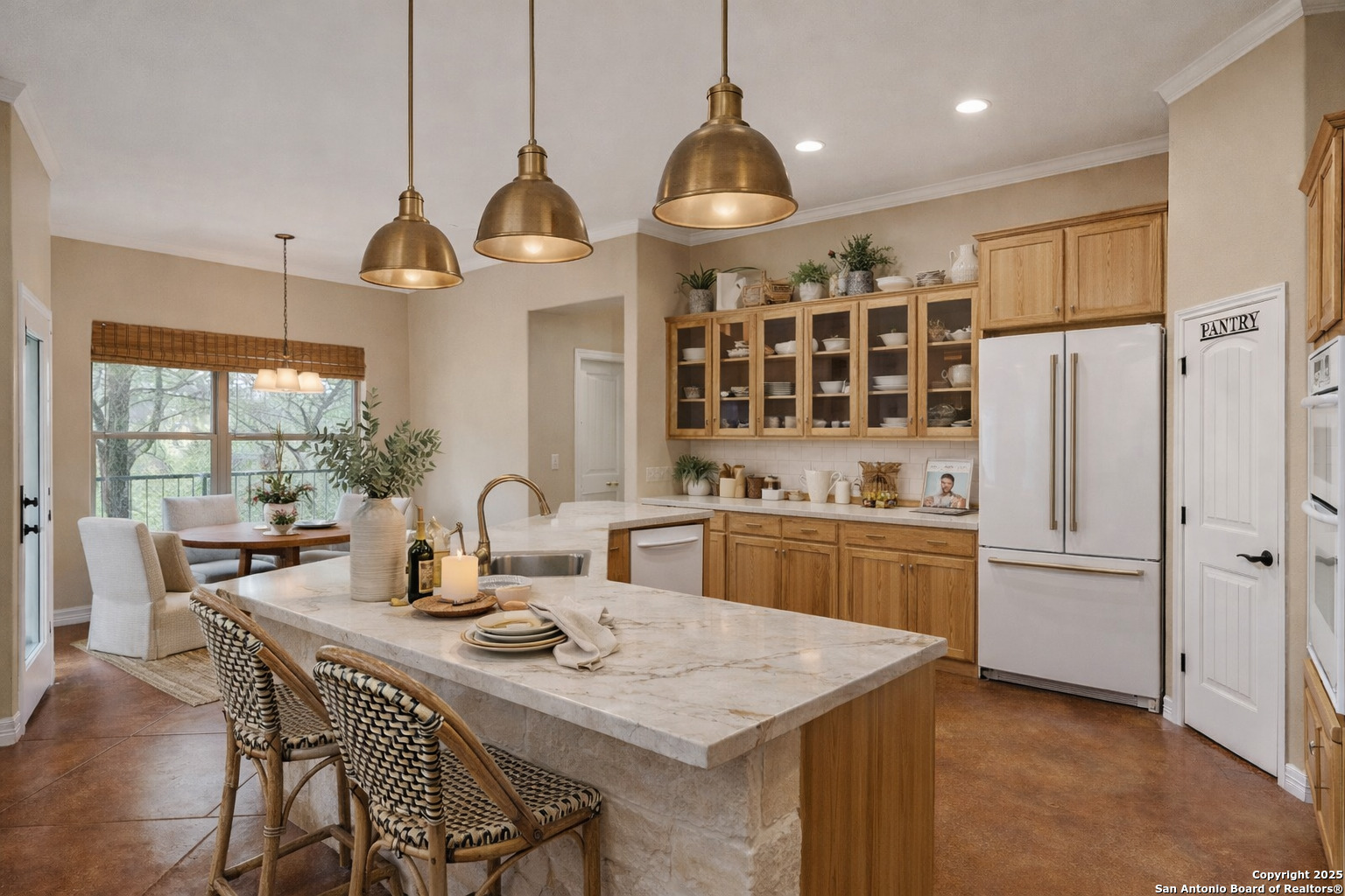 632 Copper Rim Spring Branch, TX 78070 - Photo 13 of 45 a kitchen with a table chairs stove and refrigerator