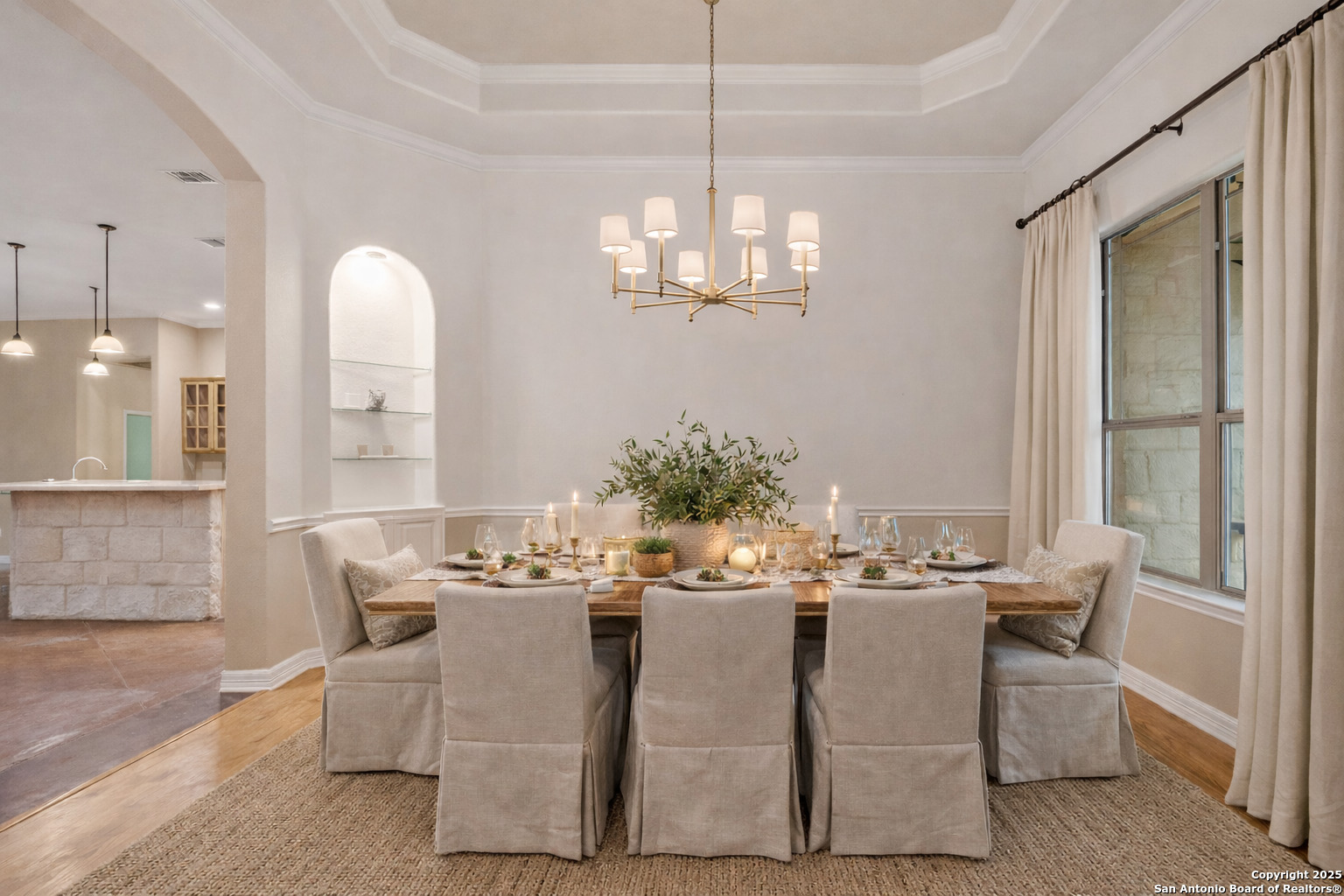 632 Copper Rim Spring Branch, TX 78070 - Photo 6 of 45 a dining room with furniture a chandelier and wooden floor