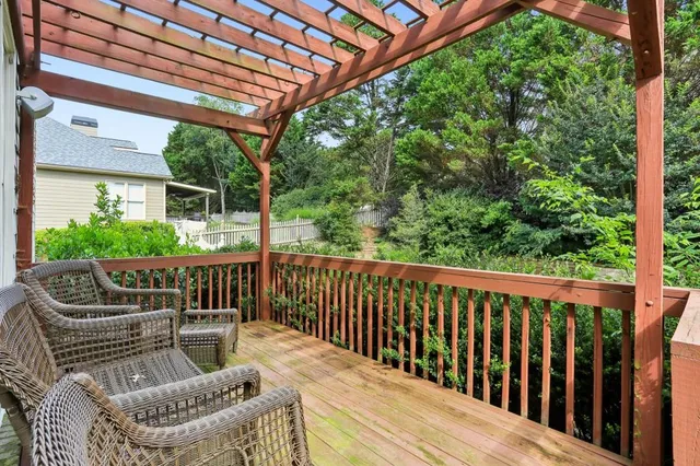 a view of a wooden deck