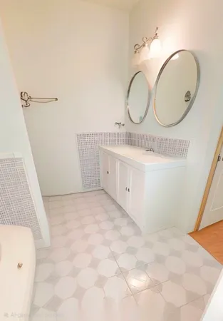 a bathroom with a bathtub